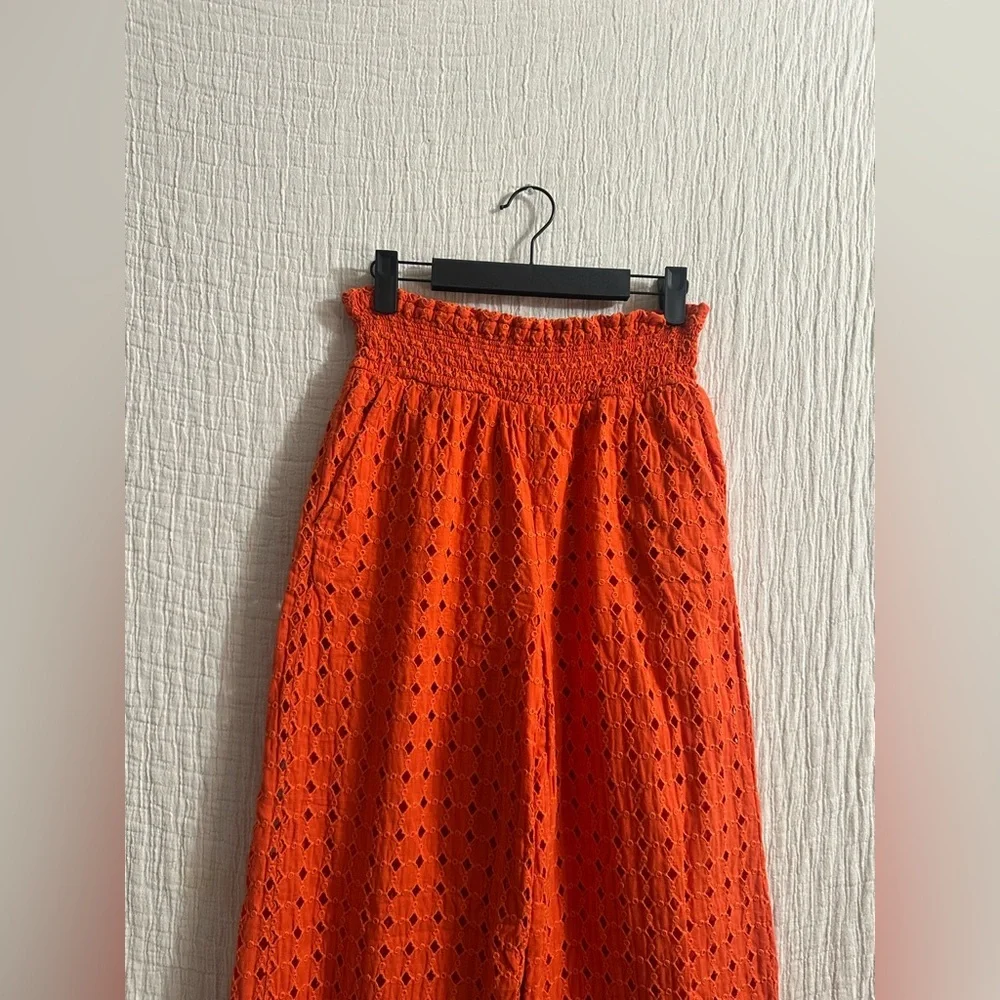 Maeve Eyelet Wide-Leg Pants Sz sm - Picture 3 of 6